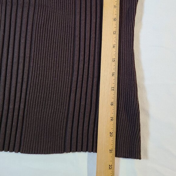 ByDesign Ribbed Slim Fit Sweater M Long Sleeve Brown Stretch Knit Top - Picture 7 of 8